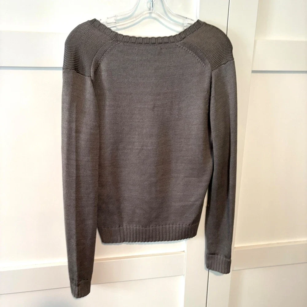 The Works Saks Fifth Avenue Grey Vintage Luster Silk Cardigan‎ in Size L
